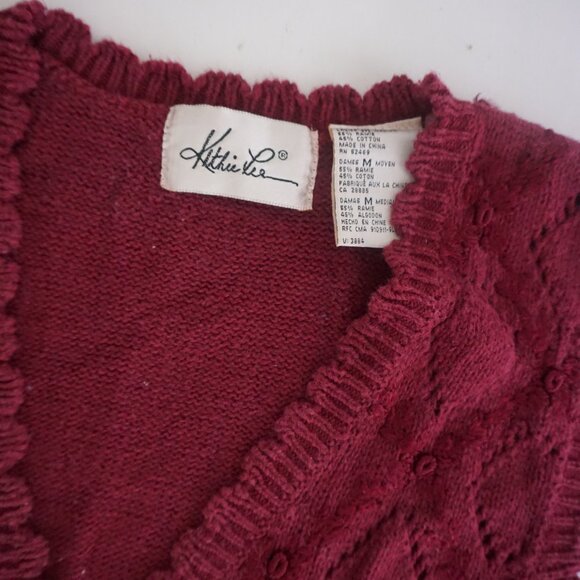 Vintage Attitudes by Renee Burgundy Knit Button Sweater Vest Cottagecore M - Picture 4 of 11